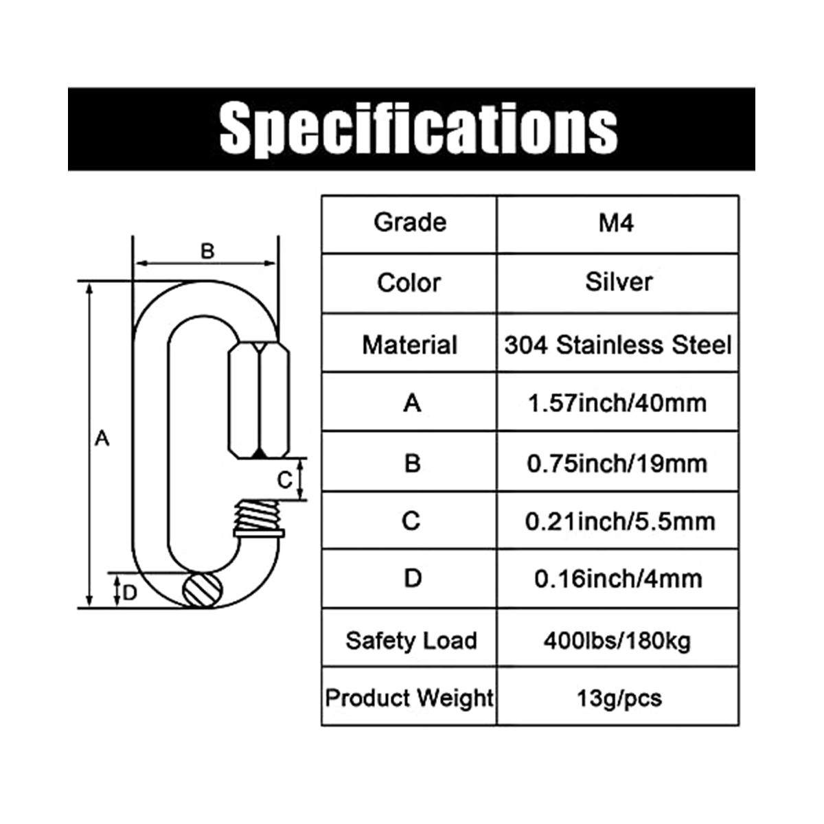 12 шт., быстрое звено, 5/32 дю – обзор и цена Carabiner Locking D